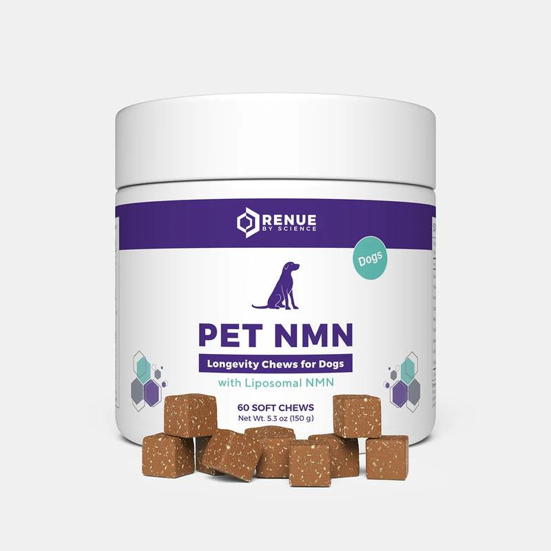 RENUE PET NMN Longevity Chews – 60 Liposomal Soft Chews for Canine Longevity, Metabolic Health & Weight Management