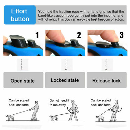 Automatic Retractable Dog Leash - Brake & Lock Safety System