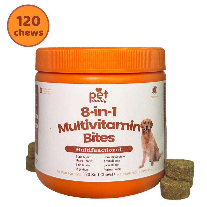 PetDaddy 300GXXL Family-Size Dog Multivitamins – 120 Chews for Joint, Skin & Omega-3 Support | Formulated for Puppies & Seniors