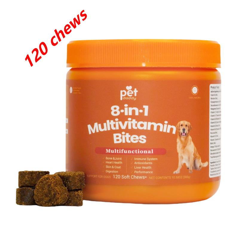 PetDaddy 300GXXL Family-Size Dog Multivitamins – 120 Chews for Joint, Skin & Omega-3 Support | Formulated for Puppies & Seniors