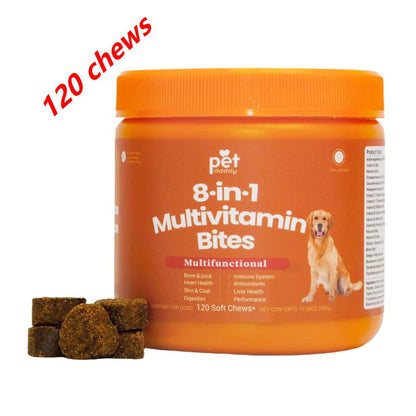 PetDaddy 300GXXL Family-Size Dog Multivitamins – 120 Chews for Joint, Skin & Omega-3 Support | Formulated for Puppies & Seniors