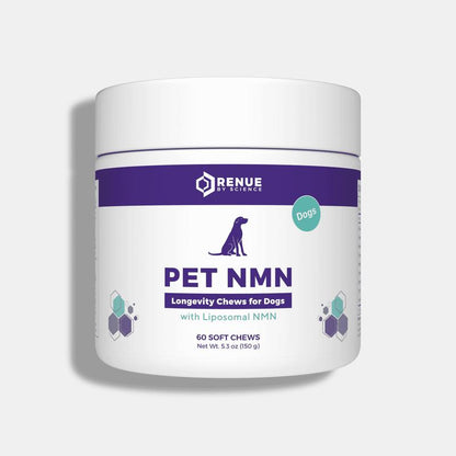 RENUE PET NMN Longevity Chews – 60 Liposomal Soft Chews for Canine Longevity, Metabolic Health & Weight Management 