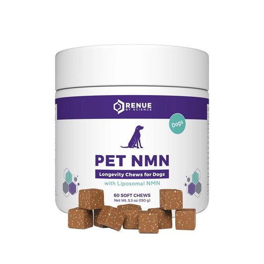RENUE PET NMN Longevity Chews – 60 Liposomal Soft Chews for Canine Longevity, Metabolic Health & Weight Management 