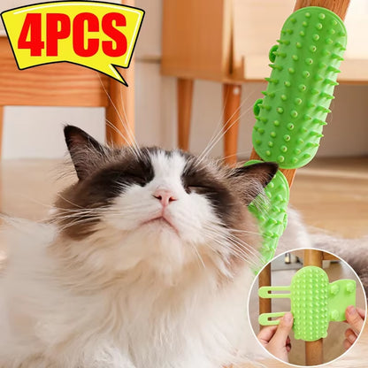 Silicone Pet Grooming Brush Set - 4-in-1 Cat & Dog Hair Removal and Massage Combs for Easy Self-Cleaning and Scratching
