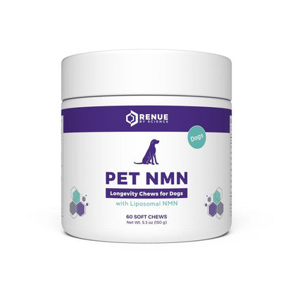 RENUE PET NMN Longevity Chews – 60 Liposomal Soft Chews for Canine Longevity, Metabolic Health & Weight Management 