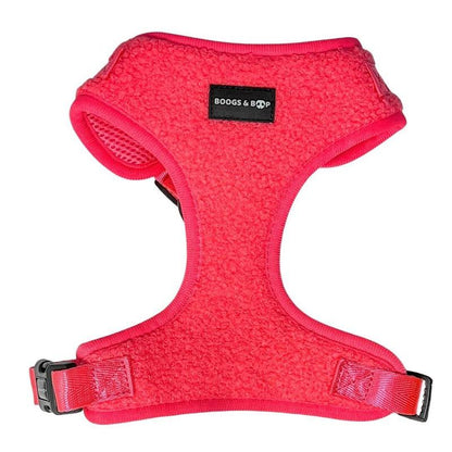 Adjustable Teddy Fabric Dog Harness - Fluorescent Pink
